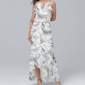 White House Black Market Bamboo-Print High-Low Maxi Dress